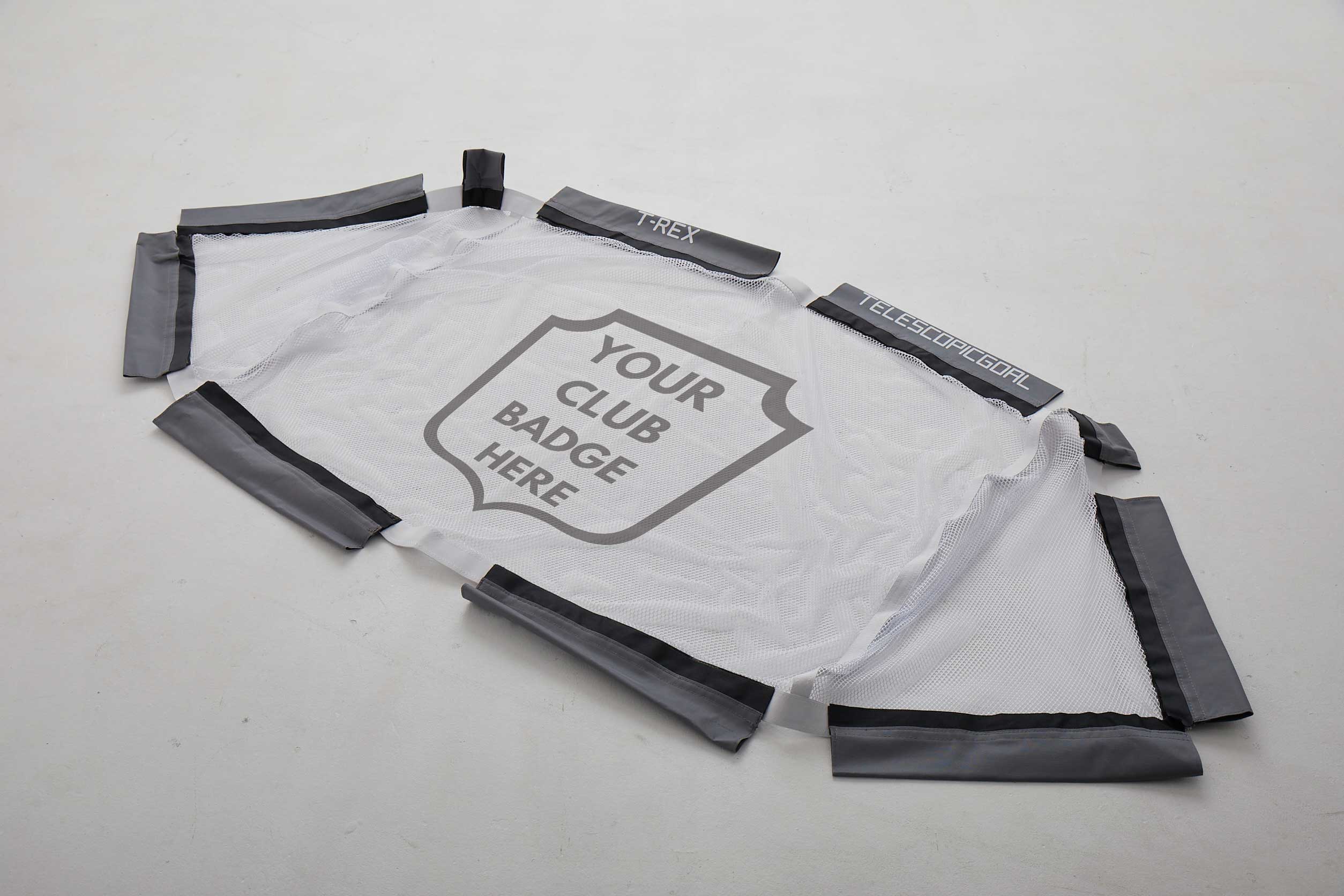 Customisable Printed Small Goal Net - Net Only (for T-Rex and similar 1.5m x 0.9m goals) - Club Badge or Logo Printing NZ